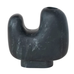 MARBLE FOOTED TAPER HOLDER, BLACK