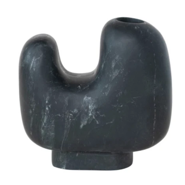 MARBLE FOOTED TAPER HOLDER, BLACK