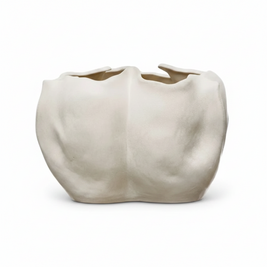 STONEWARE ORGANIC SHAPED PLANTER, MATTE CREAM COLOR