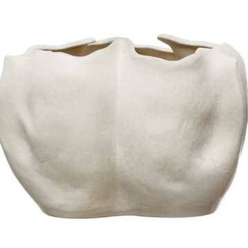 STONEWARE ORGANIC SHAPED PLANTER, MATTE CREAM COLOR