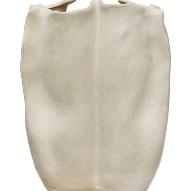 STONEWARE ORGANIC SHAPED VASE, MATTE CREAM COLOR