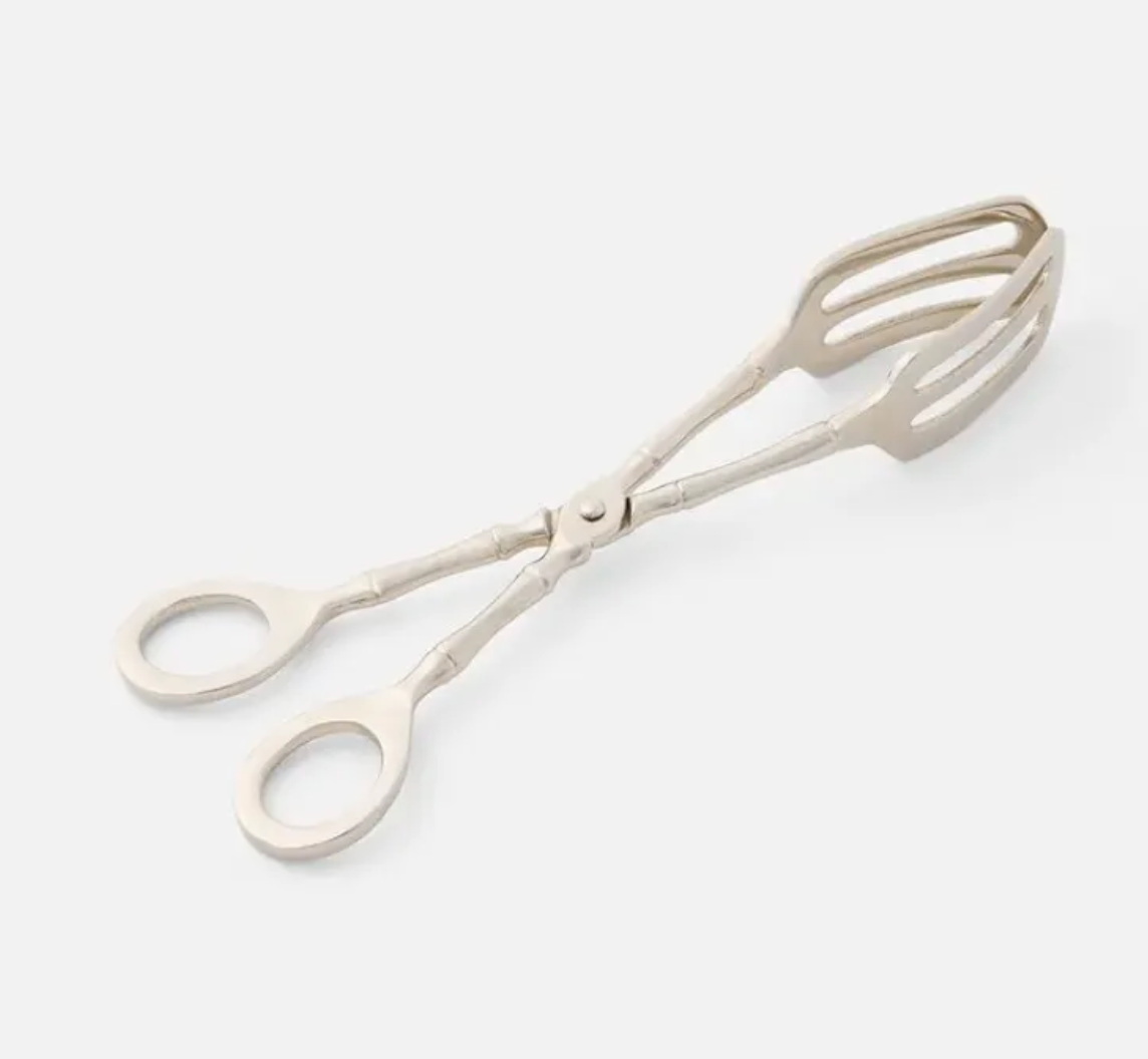 KAYLA POLISHED NICKEL SERVING TONGS BRASS PACK OF 2