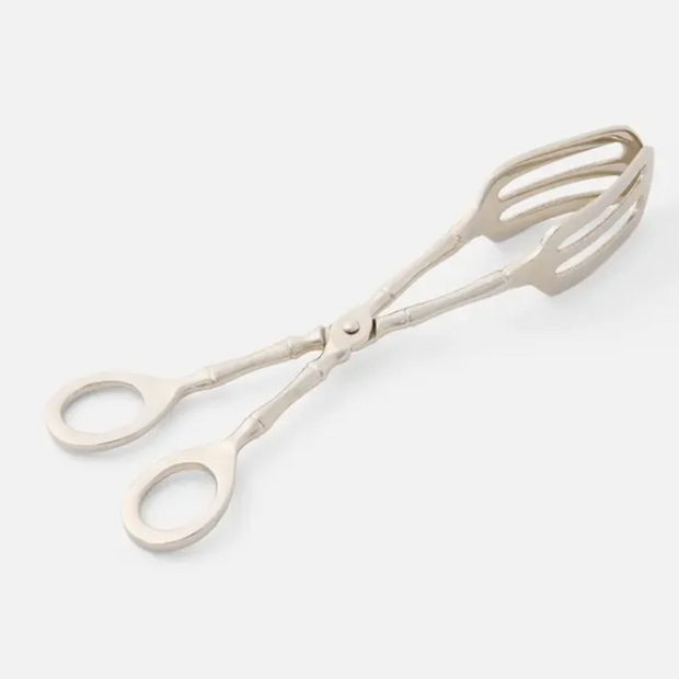 KAYLA POLISHED NICKEL SERVING TONGS BRASS PACK OF 2