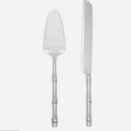 LILIANA POLISHED SILVER CAKE SERVING 2 PIECE SET