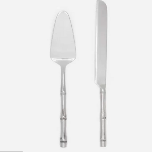 LILIANA POLISHED SILVER CAKE SERVING 2 PIECE SET