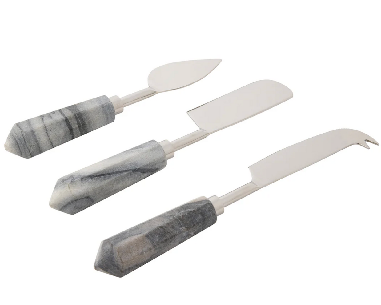 PRISCILLA GRAY POLISHED SILVER SET OF 3 CHEESE KNIVES