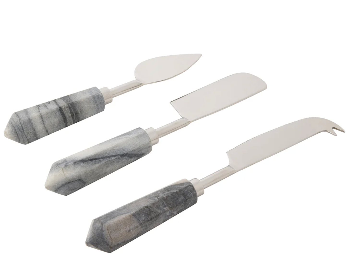 PRISCILLA GRAY POLISHED SILVER SET OF 3 CHEESE KNIVES
