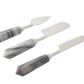 PRISCILLA GRAY POLISHED SILVER SET OF 3 CHEESE KNIVES