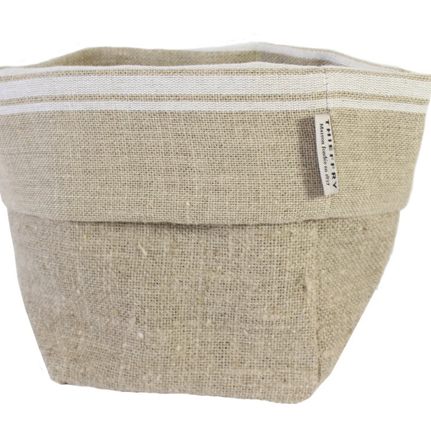 Thieffry Belgian Linen Bread Basket, White