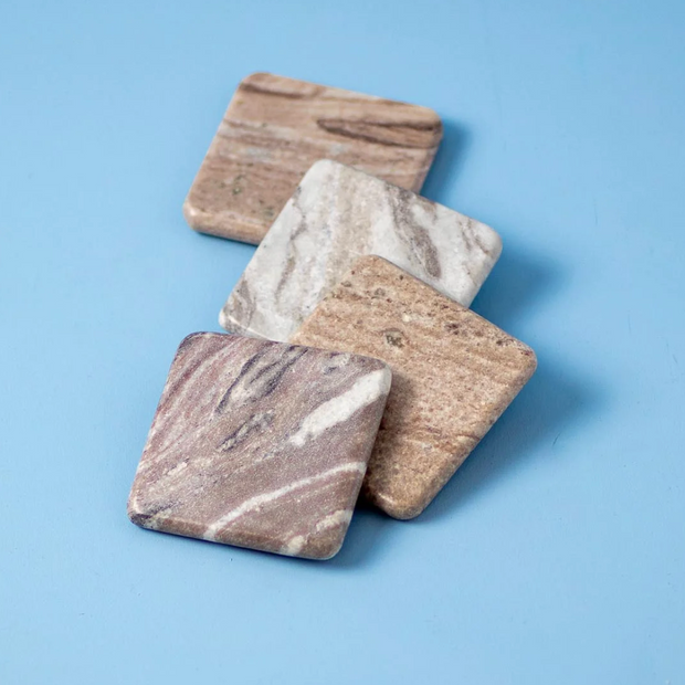 WATERFALL MARBLE SQUARE COASTERS, SET OF 4