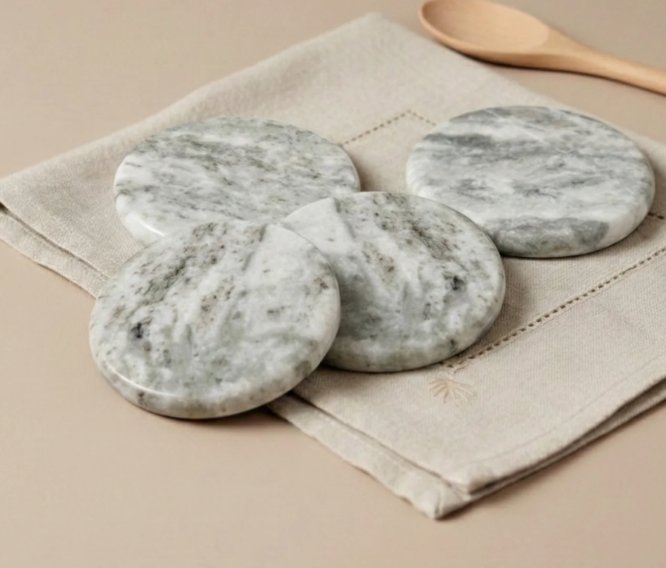 WATERFALL MARBLE ROUND COASTERS, SET OF 4