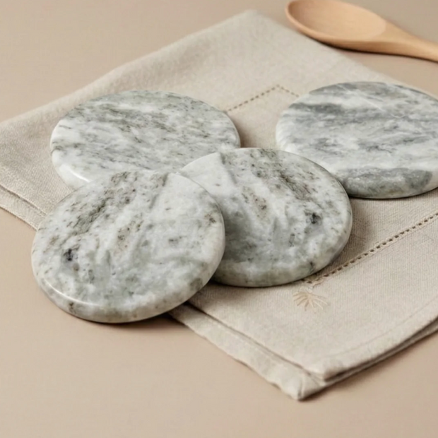 WATERFALL MARBLE ROUND COASTERS, SET OF 4