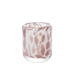 2 OZ HAND-BLOWN CONFETTI SHOT GLASS, LAVENDER COLOR & WHITE