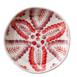 HAND-PAINTED STONEWARE SERVING BOWL WITH BOTANICAL DESIGN