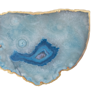 AGATE SLAB W/ GOLD ELECTROPLATED EDGE, BLUE