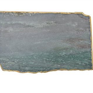 AGATE SLAB W/ GOLD ELECTROPLATED EDGE, BLUE