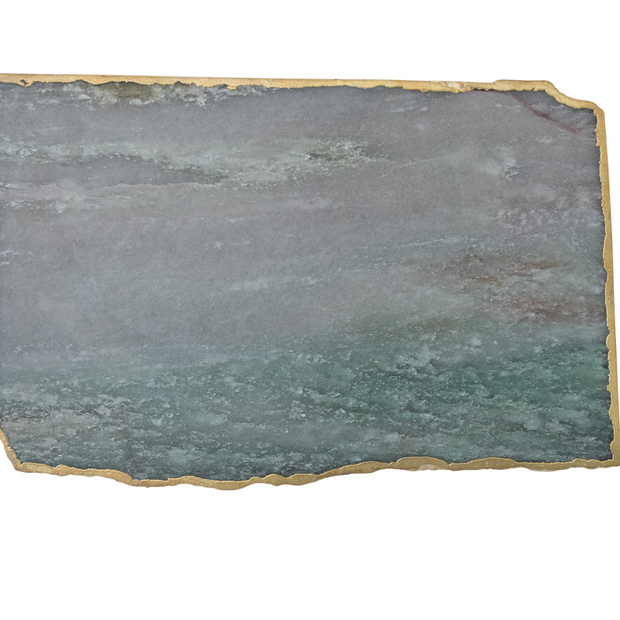 AGATE SLAB W/ GOLD ELECTROPLATED EDGE, BLUE