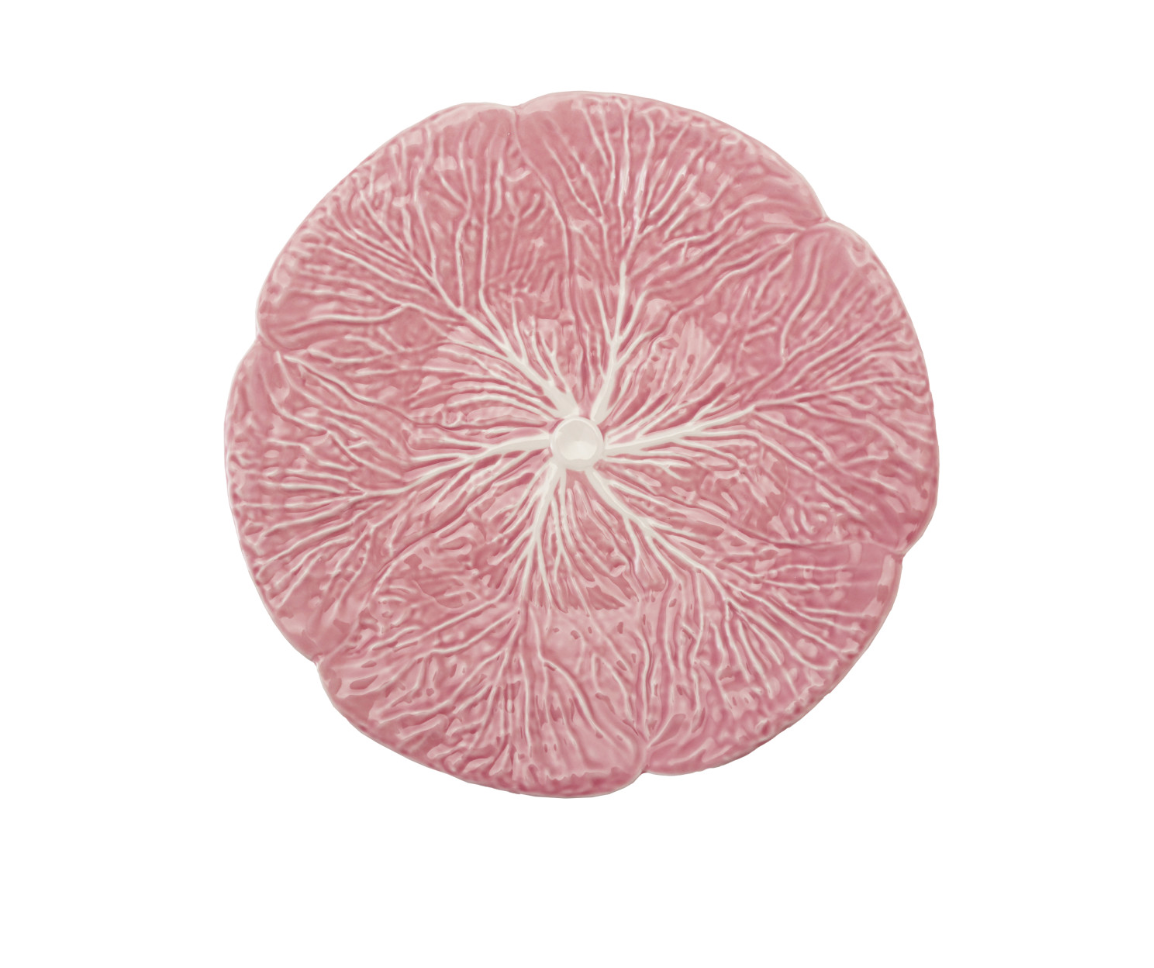 STONEWARE CABBAGE SHAPED PLATE, PINK