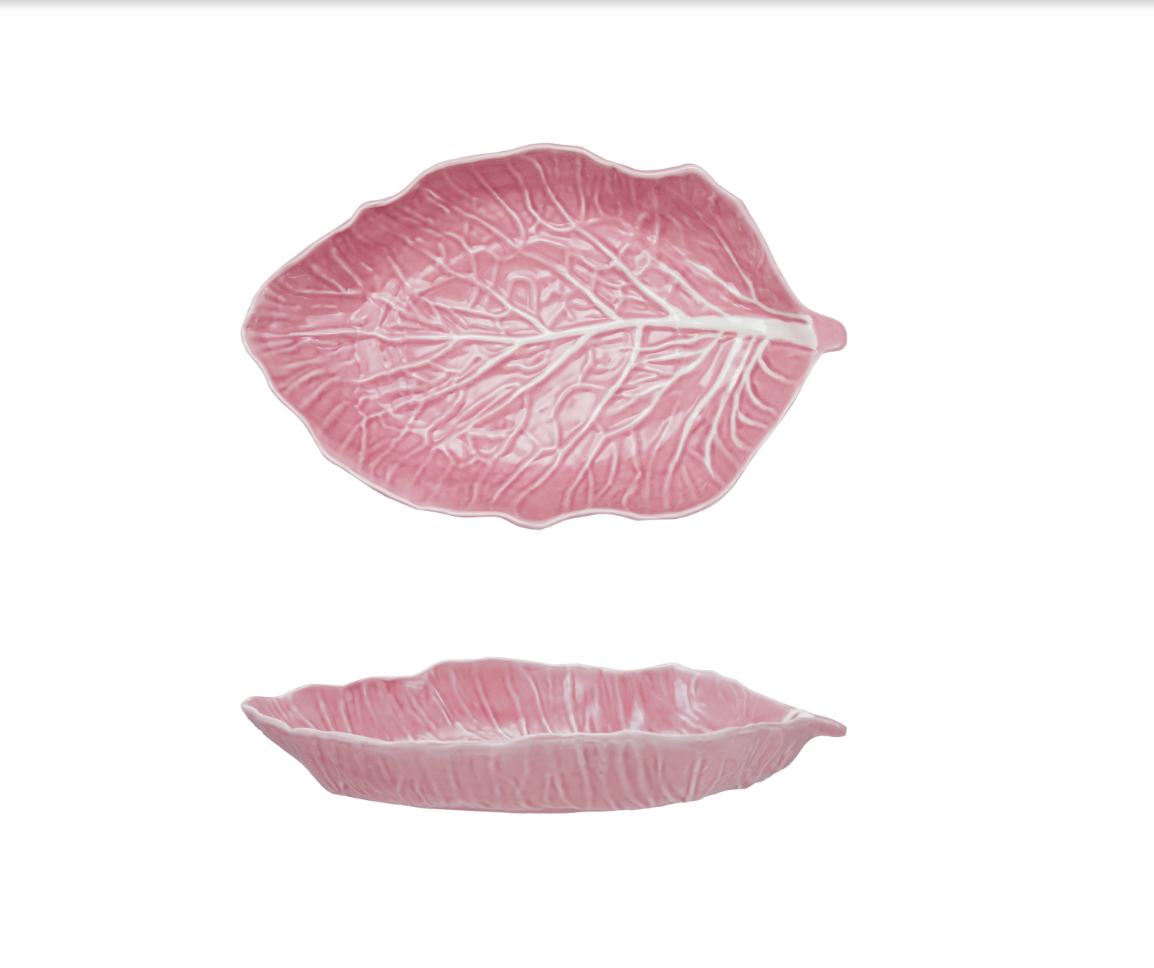 STONEWARE CABBAGE SHAPED PLATTER, PINK