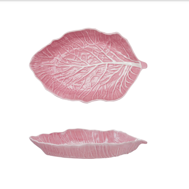STONEWARE CABBAGE SHAPED PLATTER, PINK