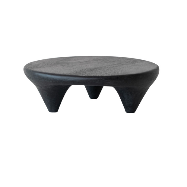 MANGO WOOD FOOTED PEDESTAL, BLACK