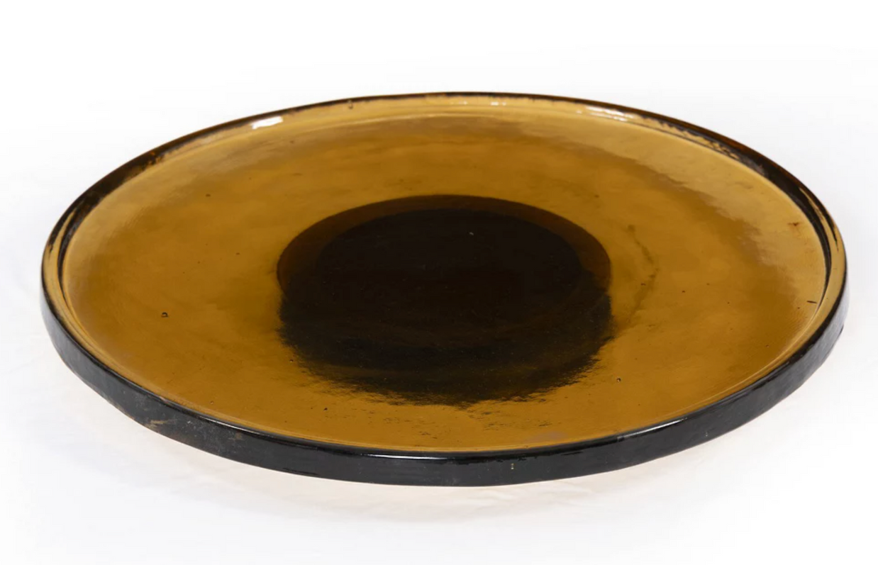 SUZ LAZY SUSAN AMBER CAST GLASS