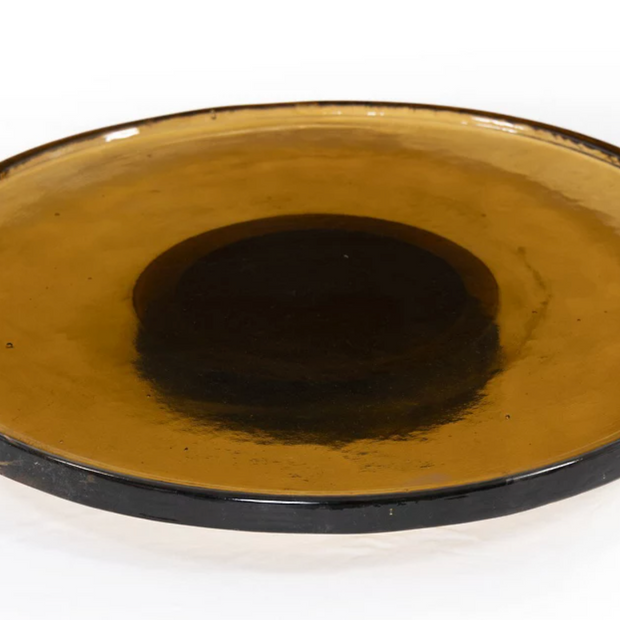SUZ LAZY SUSAN AMBER CAST GLASS