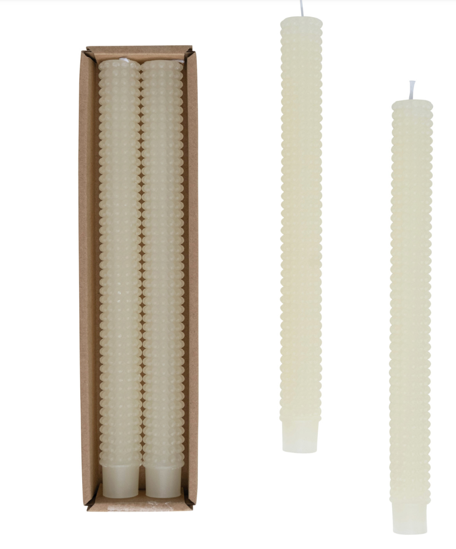 UNSCENTED HOBNAIL TAPER CANDLES IN BOX