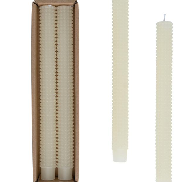 UNSCENTED HOBNAIL TAPER CANDLES IN BOX