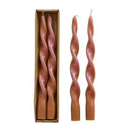 UNSCENTED TWISTED TAPER CANDLES IN BOX, IRIDESCENT RAINBOW