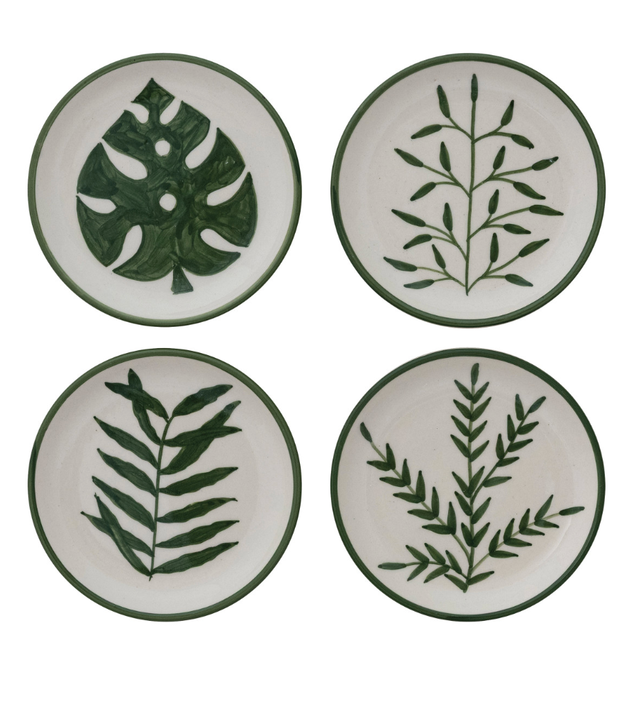HANDPAINTED STONEWARE PLATE WITH BOTANICAL, 4 STYLES