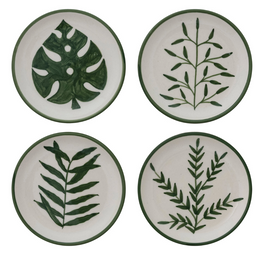 HANDPAINTED STONEWARE PLATE WITH BOTANICAL, 4 STYLES