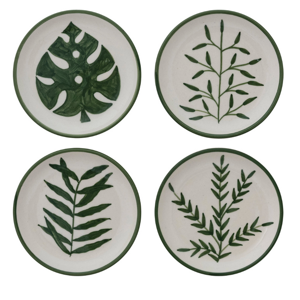 HANDPAINTED STONEWARE PLATE WITH BOTANICAL, 4 STYLES