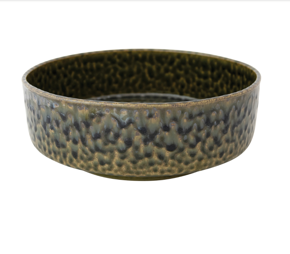 STONEWARE BOWL/PLANTER, GREEN