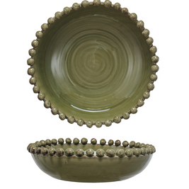 DECORATIVE HANDMADE TERRACOTTA BOWL W/ HOBNAIL EDGE