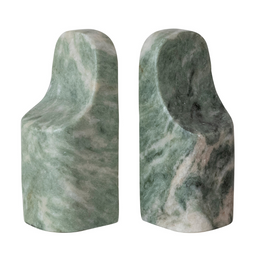 MARBLE BOOKENDS, GREEN MELANGE, SET OF 2