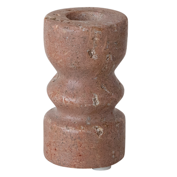 RED TRAVERTINE TAPER HOLDER