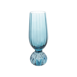 8OZ PLEATED FOOTED CHAMPAGNE GLASS, BLUE