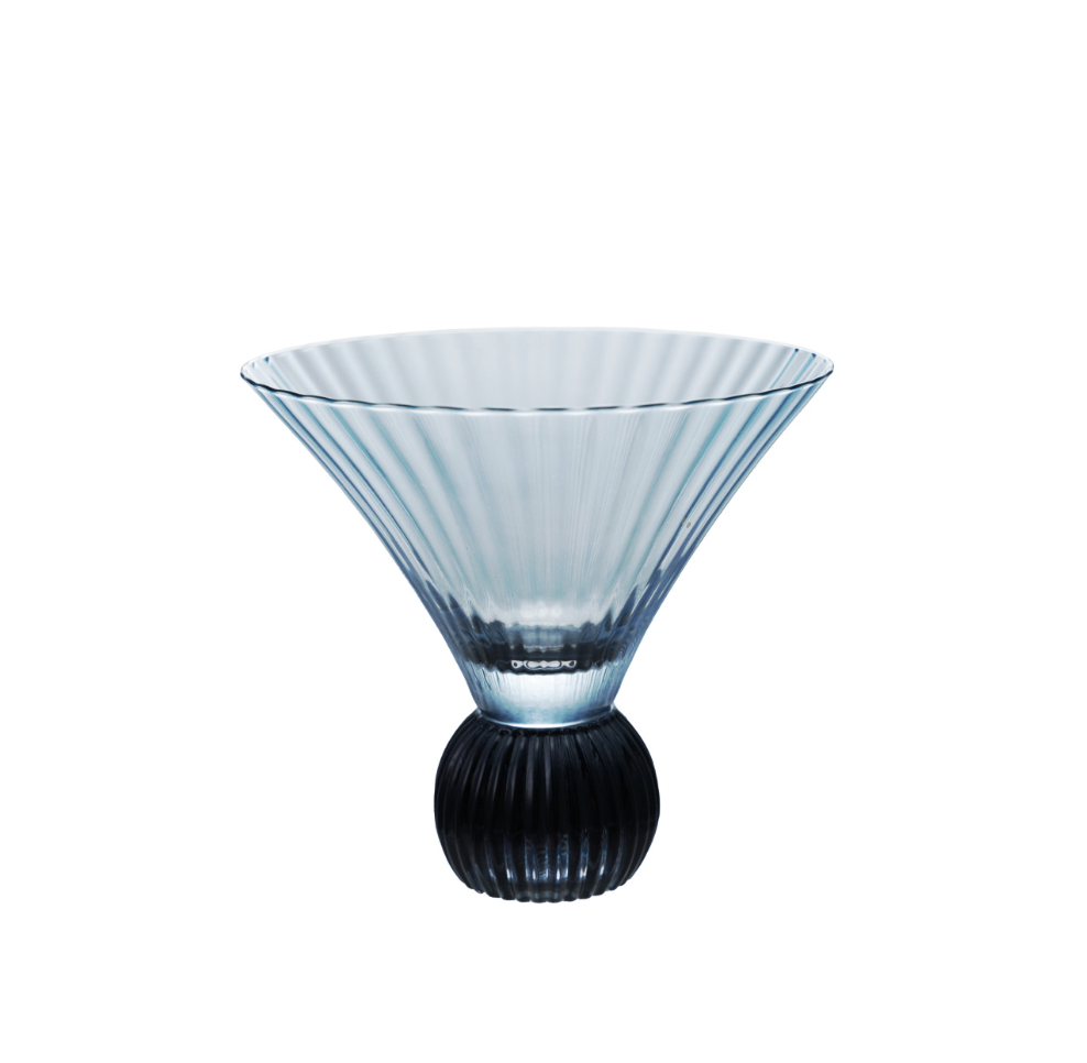 6OZ PLEATHER FOOTED MARTINI GLASS, BLUE