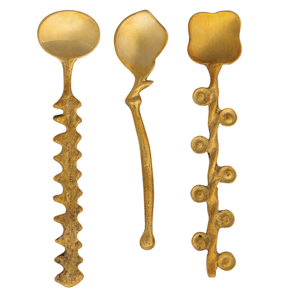 BRASS SPOON WITH SHAPED HANDLES, 3 STYLES