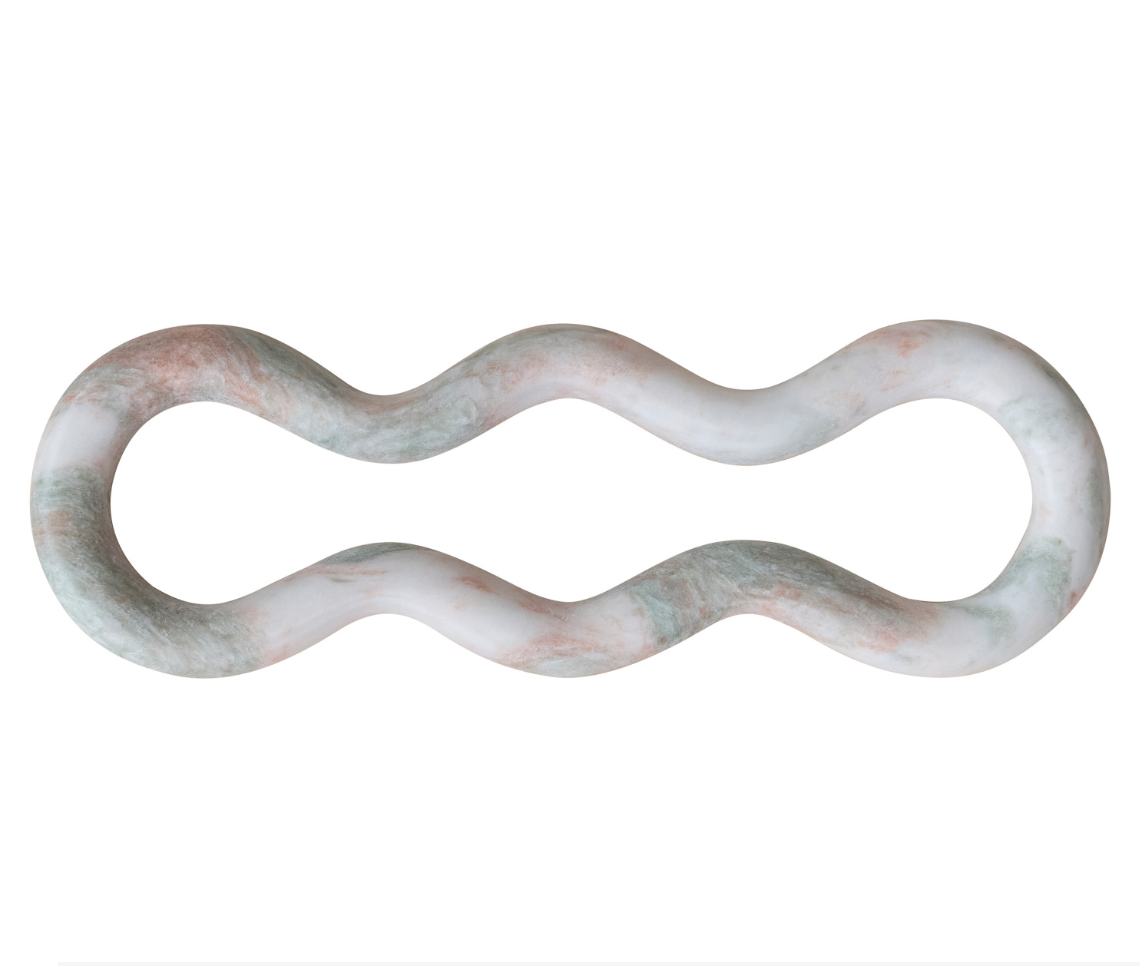 MARBLE ORGANIC SHAPED TRIVET, GREEN MELANGE