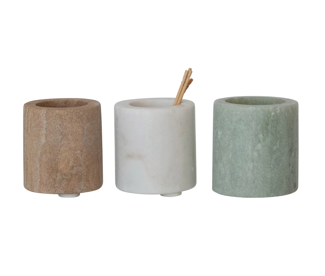 SANDSTONE/MARBLE TOOTHPICK HOLDER, 3 COLORS