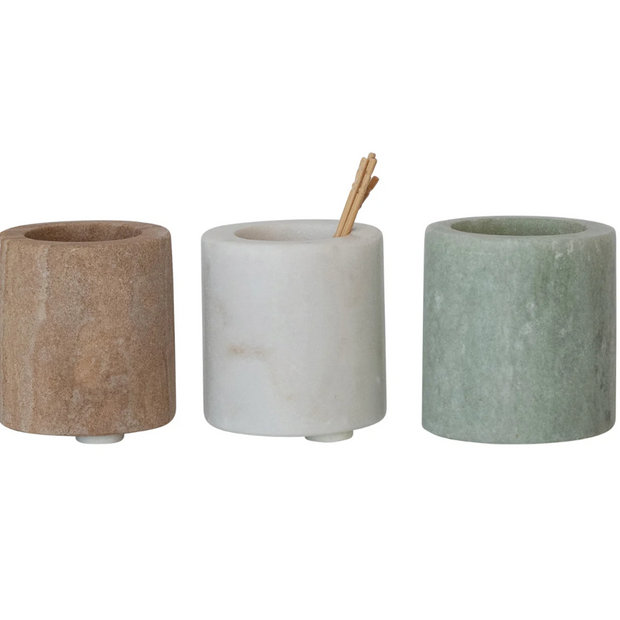 SANDSTONE/MARBLE TOOTHPICK HOLDER, 3 COLORS