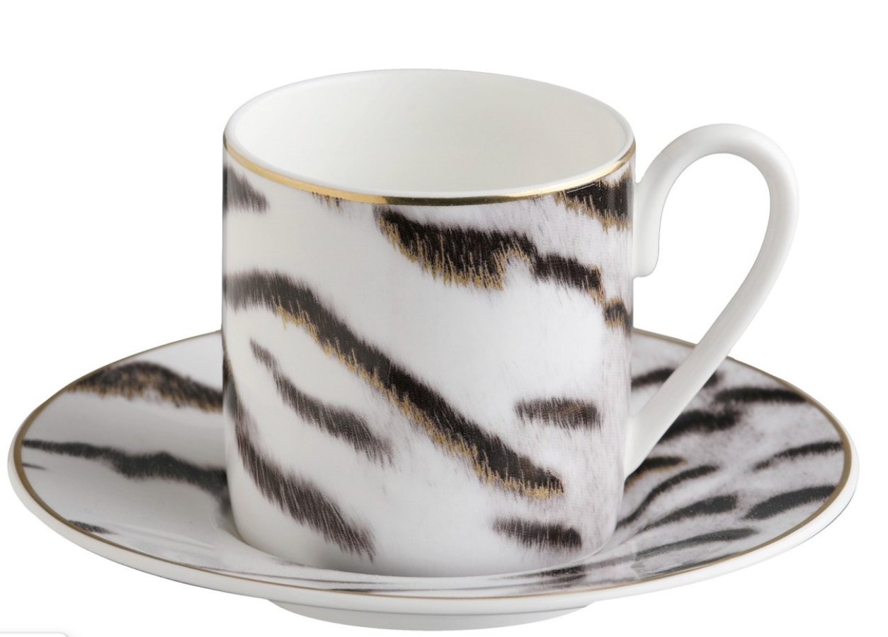 COFFEE CUP & SAUCER TIGER SET OF 2