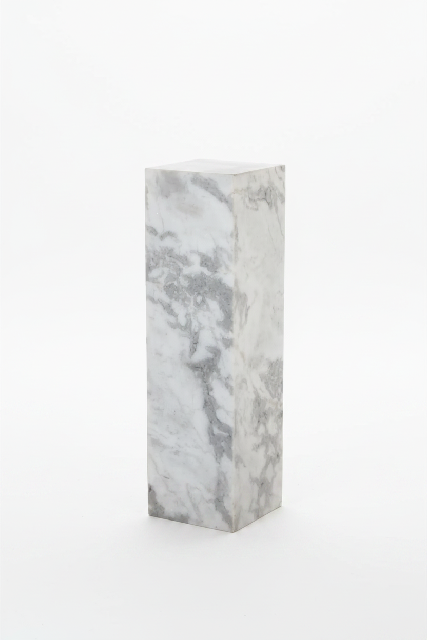 Modern Marble Pedestal White Grey Speckled Marble