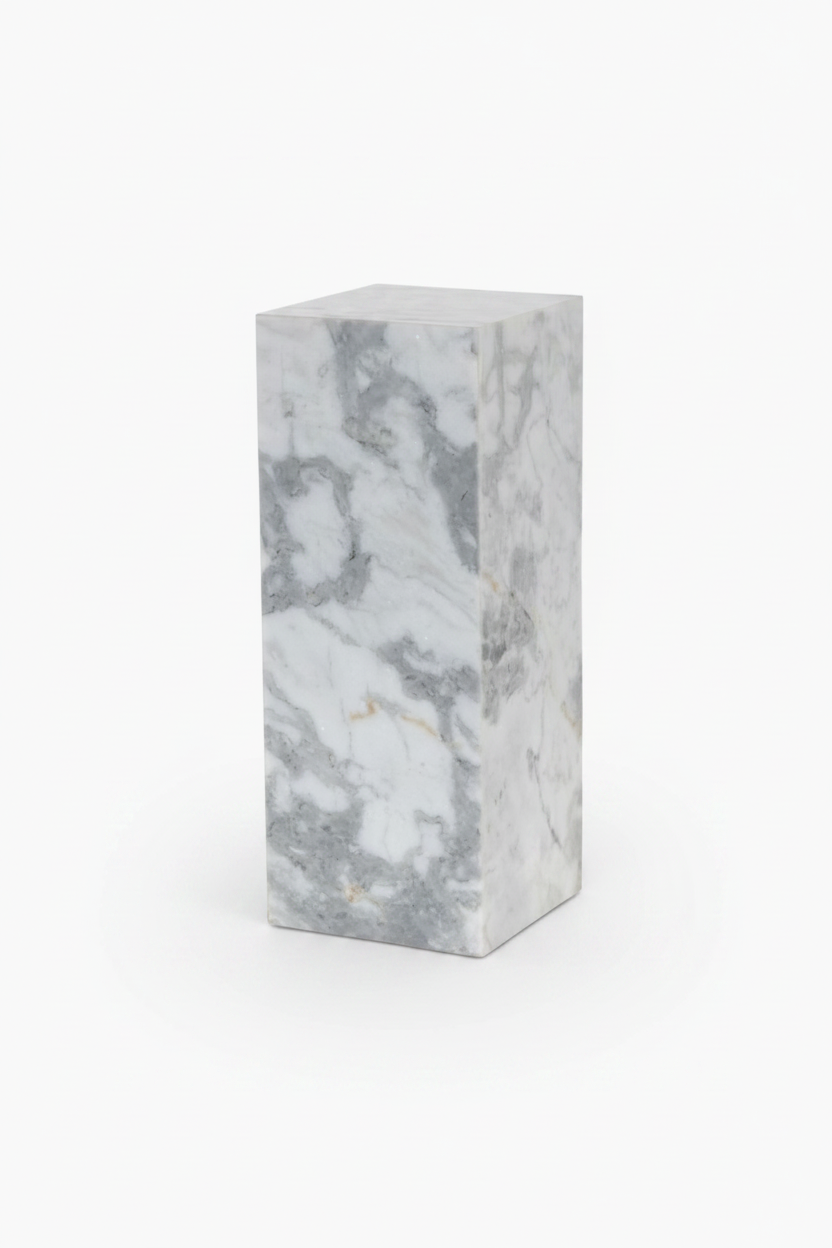 Modern Marble Small Pedestal White Grey Speckled Marble Fh Parcel Pack