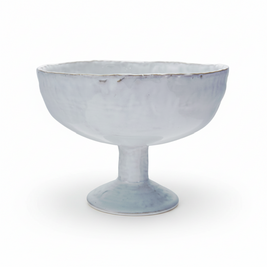 STONEWARE FOOTED ORGANIC SHAPED BOWL, REACTIVE CRACKLE