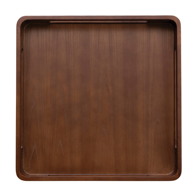 ASH WOOD TRAY W HANDLES, WALNUT FINISH