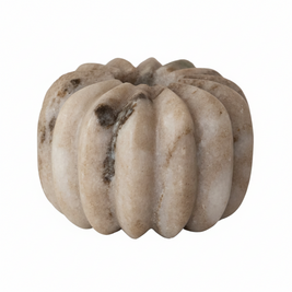 MARBLE RIBBED TAPER HOLDER, BUFF COLOR