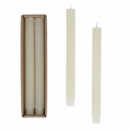 UNSCENTED HOBNAIL TAPER CANDLES IN BOX, SET OF 2
